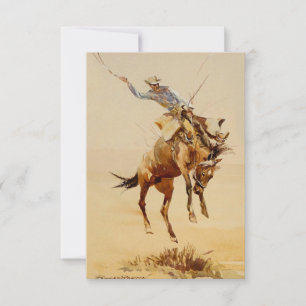 Cowboy op een bokkend paard #2 door Edward Borein Bedankkaart