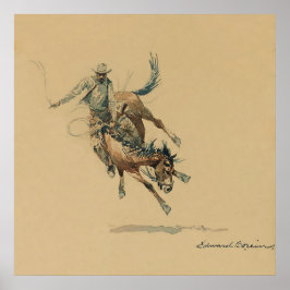 Cowboy op een bokkend paard #3 door Edward Borein Poster