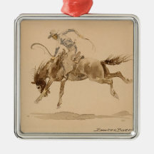 Cowboy op een bokkend paard door Edward Borein