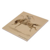 Cowboy op een bokkend paard door Edward Borein Tegeltje (Zijkant)