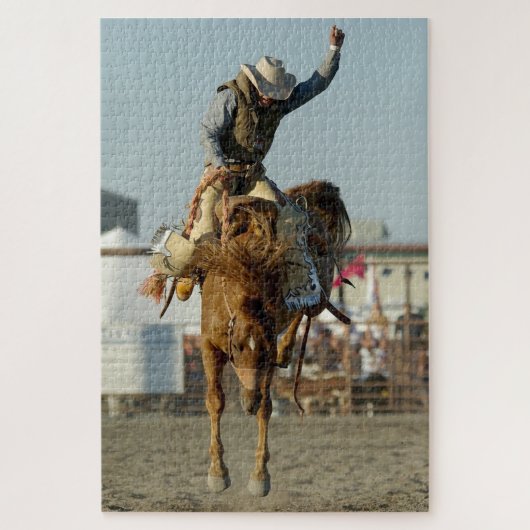 Cowboy op een bokkend paard Wilde rit Legpuzzel (Verticaal)