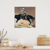 Cowboy op een Bucking Bronco bij de Rodeo Poster (Keuken)
