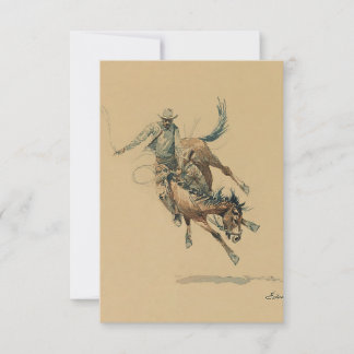 Cowboy op een Bucking Horse #3 van Edward Borein Bedankkaart