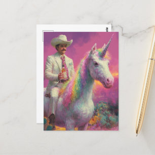 Cowboy op een eenhoorn in de woestijn briefkaart