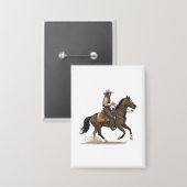 Cowboy Op Een Paard Button (Voorkant / Achterkant)