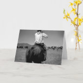 Cowboy op een paard met twee merken kaart (Gele Bloem)