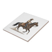 Cowboy Op Een Paard Tegeltje (Zijkant)