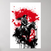 Cowboy op een paardenschilderij poster (Voorkant)