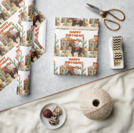 Cowboy op een verjaardagsfeestje cadeaupapier