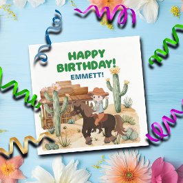 Cowboy op een verjaardagsfeestje servet