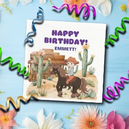 Cowboy op een verjaardagsfeestje servet