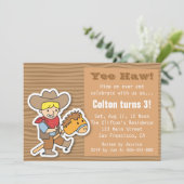 Cowboy op een verjaardagsfeestje van de Pony Stick Kaart (Staand voorkant)