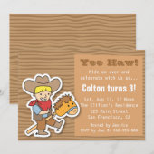 Cowboy op een verjaardagsfeestje van de Pony Stick Kaart (Voorkant / Achterkant)