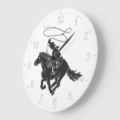 Cowboy op het gekke paard met lasso grote klok (Hoek)