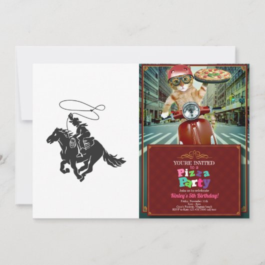 Cowboy op het gekke paard met lasso kaart (Voorkant)