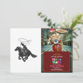 Cowboy op het gekke paard met lasso kaart (Staand voorkant)