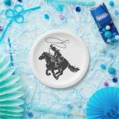 Cowboy op het gekke paard met lasso papieren bordje (Feest)