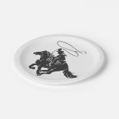 Cowboy op het gekke paard met lasso papieren bordje (Gekanteld)