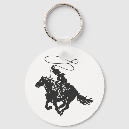 Cowboy op het gekke paard met lasso sleutelhanger (Voorkant)