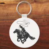 Cowboy op het gekke paard met lasso sleutelhanger (Voorkant)