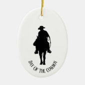 Cowboy op het Ornament van Horse Silhouette (Voorkant)