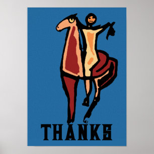 Cowboy op het Poster van paardenBEDANKT