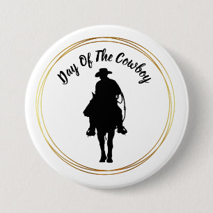 Cowboy op Horse Silhouette Button