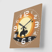 Cowboy op horseback-uurklok vierkante klok (Hoek)