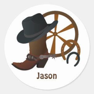 Cowboy op maat ronde sticker