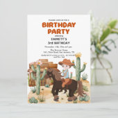 Cowboy op paard 3e verjaardag kaart (Staand voorkant)