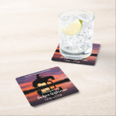 Cowboy op paard bij Sunset Memorial Kartonnen Onderzetters (Insitu)