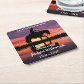 Cowboy op paard bij Sunset Memorial Kartonnen Onderzetters (Schuin)