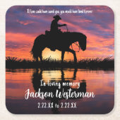 Cowboy op paard bij Sunset Memorial Kartonnen Onderzetters (Voorkant)