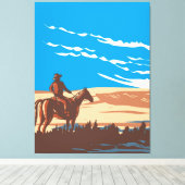 Cowboy op paard canvas afdruk (Insitu (Houten vloer))