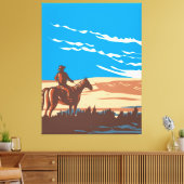 Cowboy op paard canvas afdruk (Insitu (Woonkamer))
