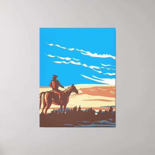 Cowboy op paard canvas afdruk (Voorkant)