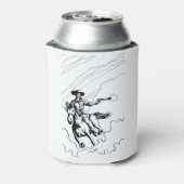 Cowboy op paard illustratie blikjeskoeler (Blikje Achterkant)