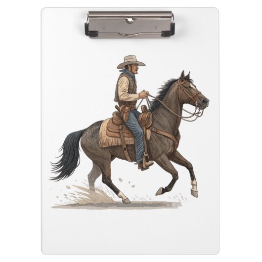 Cowboy Op Paard Klembord (Voorkant)
