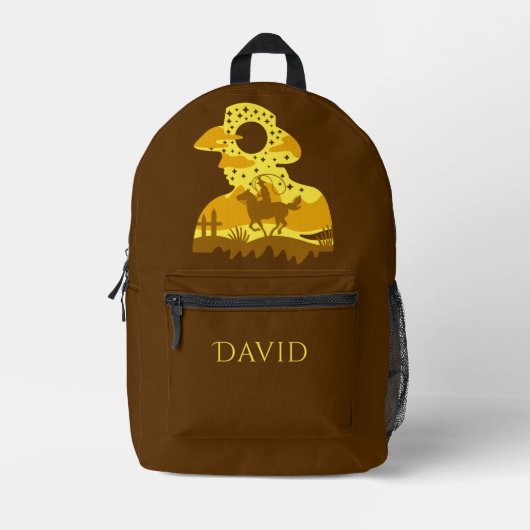 Cowboy op paard Lasso Brown gepersonaliseerd Bedrukte Rugzak (Voorkant)