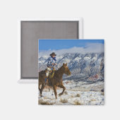 Cowboy op paard met leren chaps magneet (Voorkant / Achterkant)