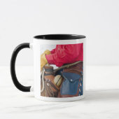 Cowboy op paard met leren chaps mok (Links)