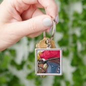 Cowboy op paard met leren chaps sleutelhanger (Hand)