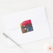 Cowboy op paard met leren chaps vierkante sticker (Envelop)