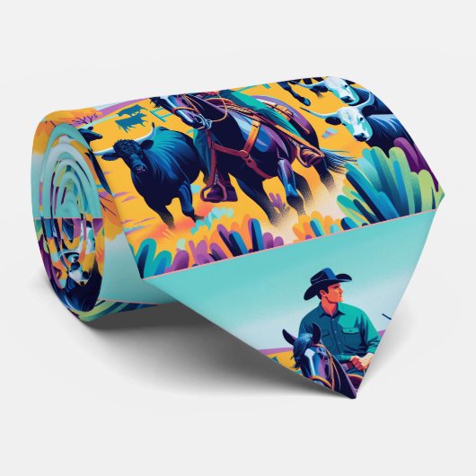 Cowboy op paard met vee stropdas (Opgerold)