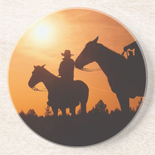 cowboy op paard Sandstone Coaster Zandsteen Onderzetter