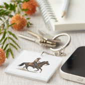 Cowboy Op Paard Sleutelhanger (Voorkant Rechts)