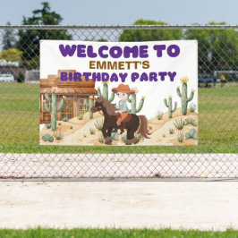 Cowboy op Paard Verjaardagsfeest Welkom Spandoek