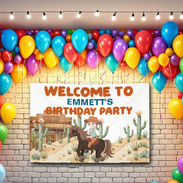 Cowboy op Paard Verjaardagsfeest Welkom Spandoek