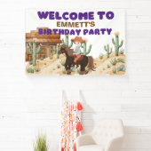 Cowboy op Paard Verjaardagsfeest Welkom Spandoek (Insitu)