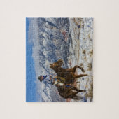 Cowboy op paarden met lederen kapjes legpuzzel (Verticaal)